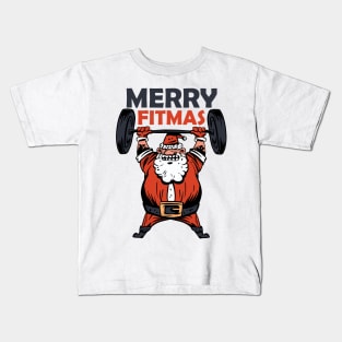 Merry Fitmas Funny Christmas Workout design Kids T-Shirt